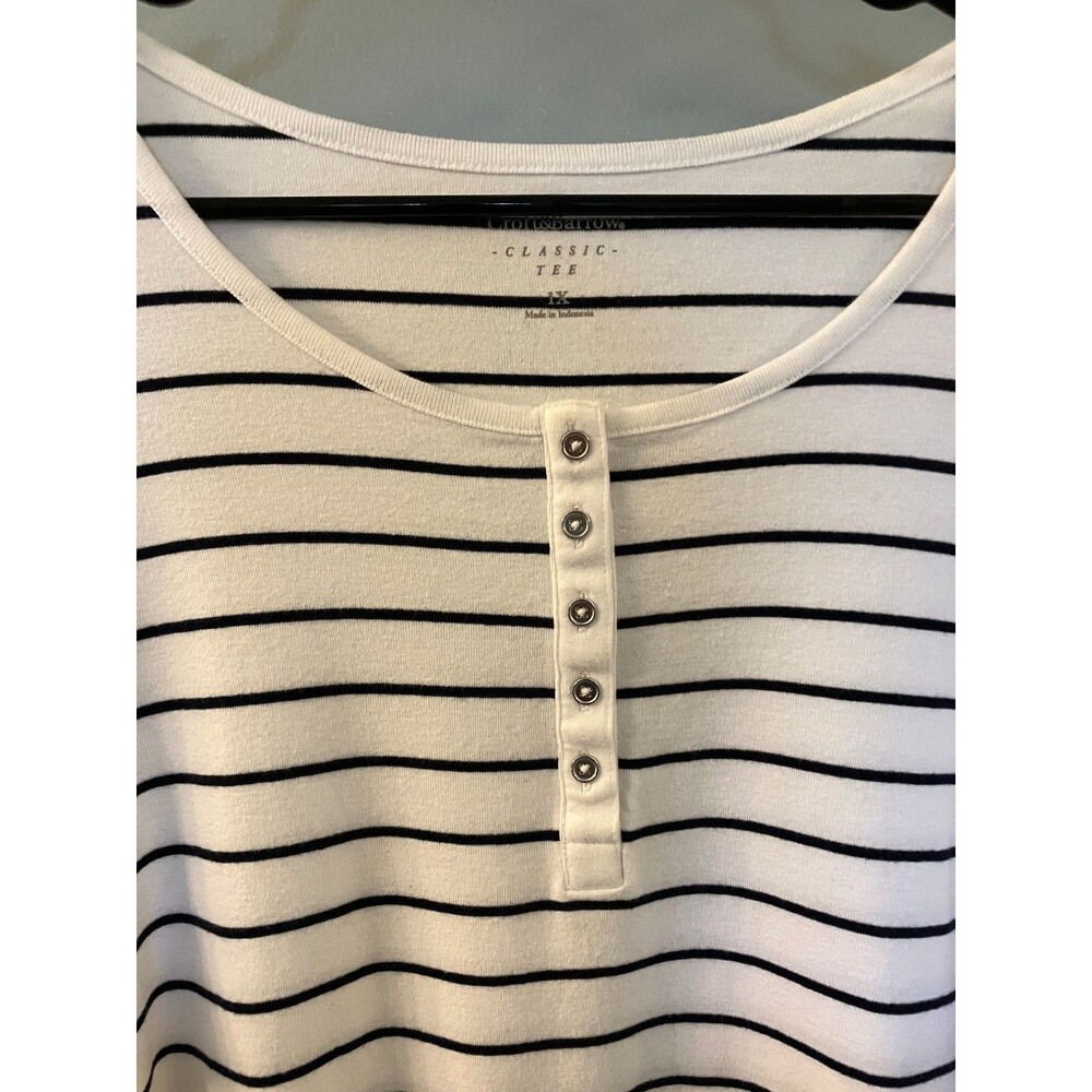 Croft & Barrow Classic Tee Black/White Stripes Size 1X - Picture 5 of 6